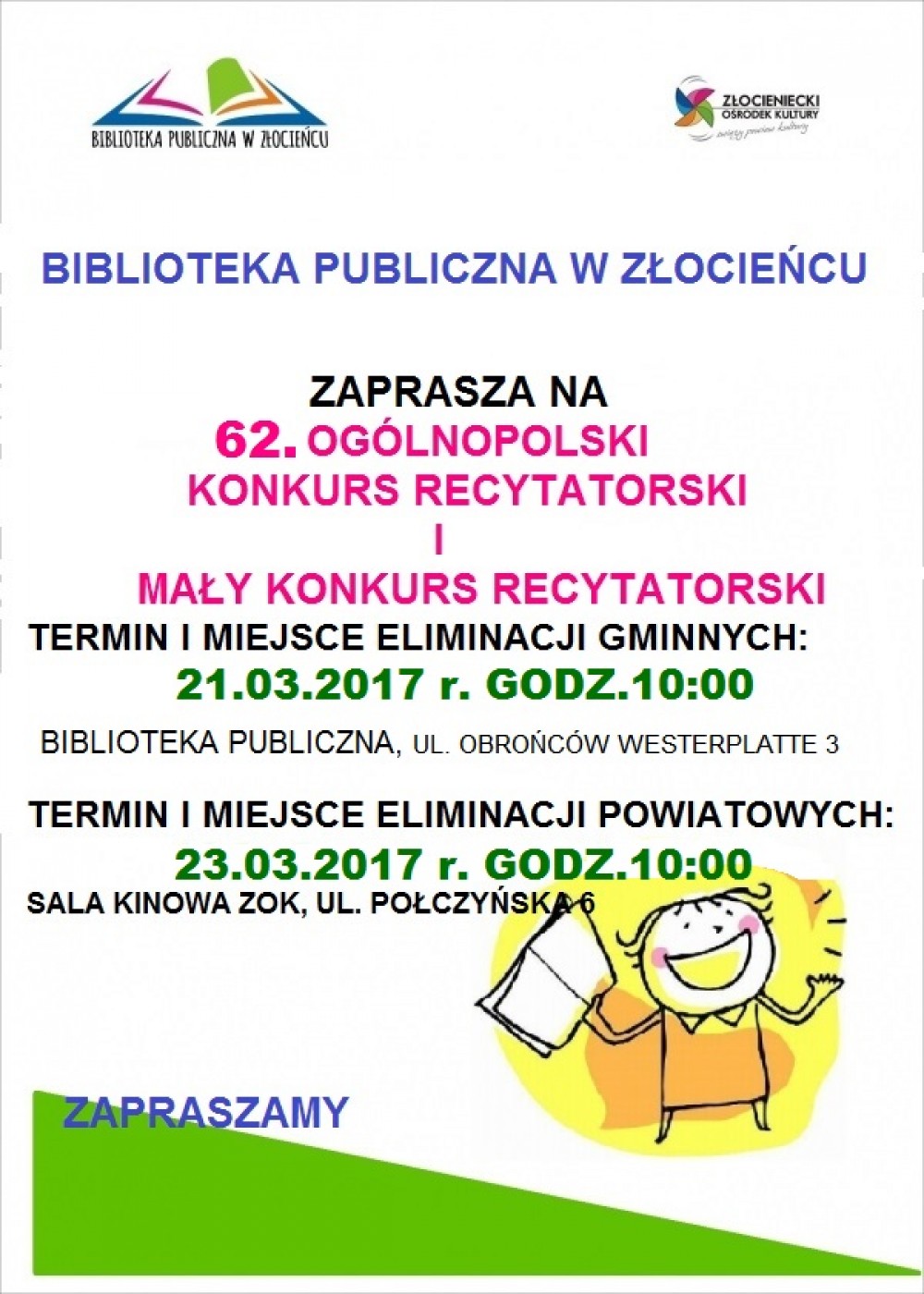 62. Ogólnopolski Konkurs Recytatorski i Mały Konkurs Recytatorski 2017