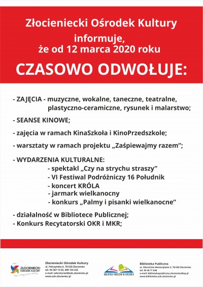 Złocieniecki Ośrodek Kultury INFORMUJE