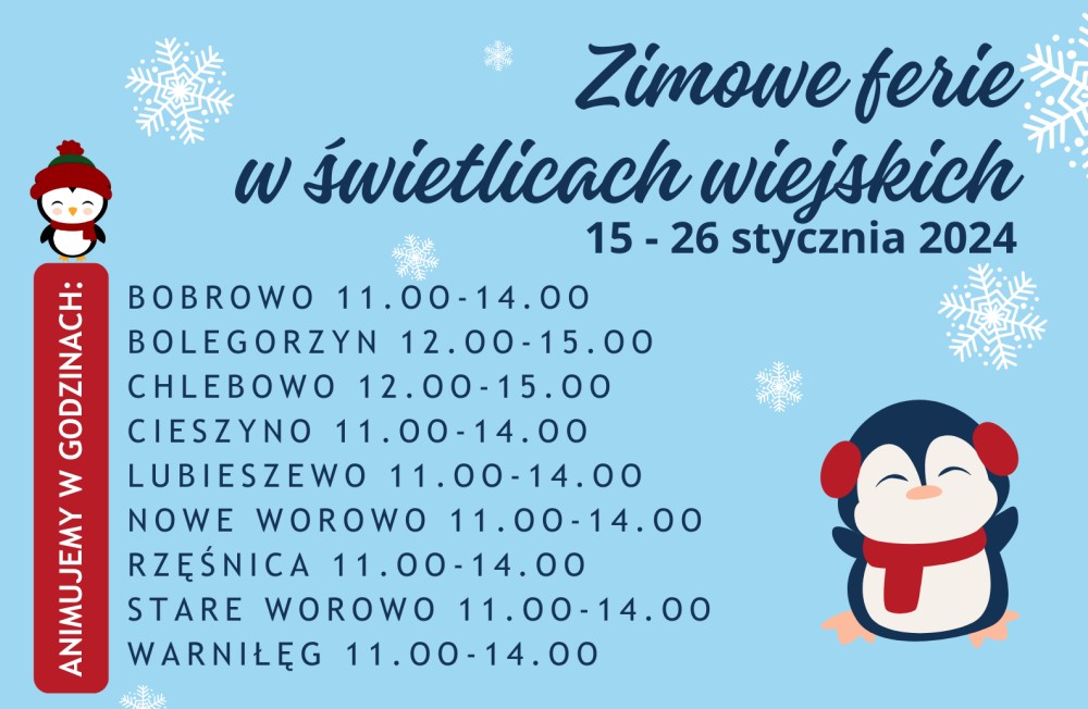 Zimowe ferie w świetlicach wiejskich 2024